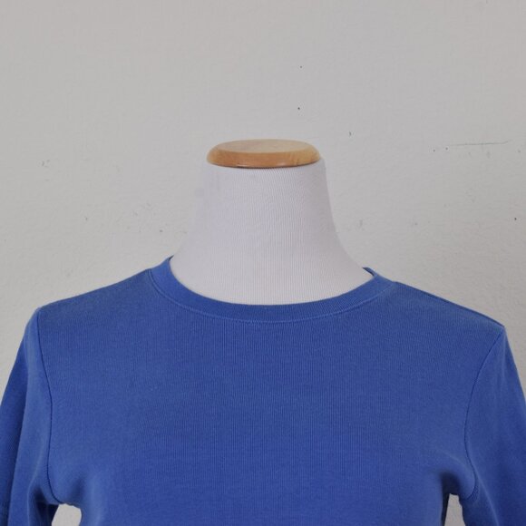 Vintage 90s Blue Cotton/Rayon Scoop Neck Tee |‎ size L - Picture 8 of 9